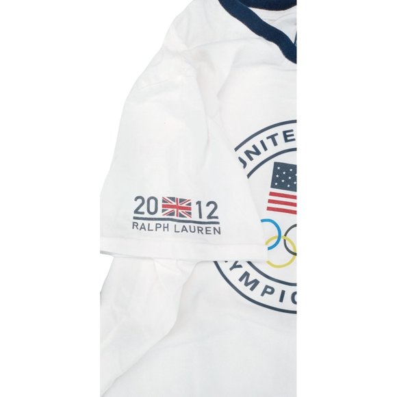 Ralph Lauren Olympic Top Women's Large White Short Sleeve 2012 American Flag New - Picture 4 of 8